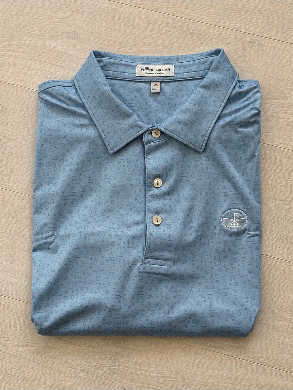 Peter Millar Summer Comfort micro Print Polo Shirt XL Big Lebowski Cannabis High